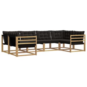 vidaXL Ensemble de canapés d'extérieur 6 Pièces Blanc et noir
