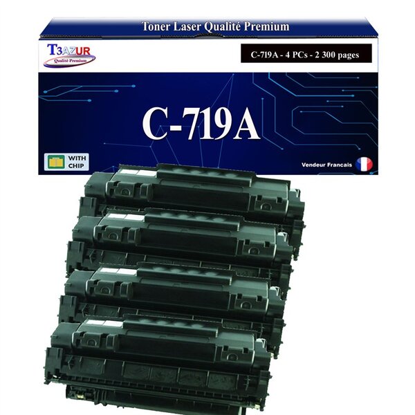 T3AZUR -4x Toners compatibles avec Canon 719 (3479B002) pour Canon LBP6650DN  LBP6670DN  LBP6680X  MF411DW  MF416DW  MF418X  MF419X