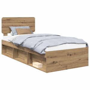 vidaXL Cadre de lit Chêne artisan 90 x 200 cm Pin massif