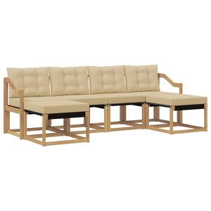 vidaXL Ensemble de canapés d'extérieur 6 Pièces Blanc et Beige