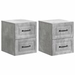 vidaXL Cabinet de chevet mural 2 pc Gris béton 34 5 x 33 x 40 cm