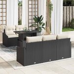 vidaXL Ensemble de canapé de jardin avec coussin 6 Pièces Noir et crème