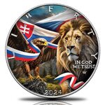 CZECH LION AND SLOVAK EAGLE 1 Once Argent Coin 1 Dollars USA 2024
