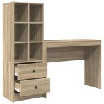 vidaXL Bureau avec tiroir avec étagère 2 Pièces Chêne Sonoma