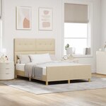 vidaXL Cadre de lit avec tête de lit Crème 140 x 200 cm tissu
