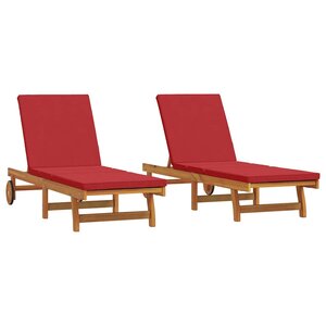 vidaXL Transat 2 Pièces Marron 63 x 199 x 85cm Bois d'acacia massif