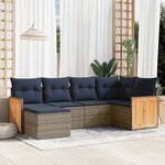 vidaXL Salon de jardin 6 Pièces avec coussins gris résine tressée