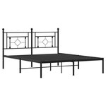 vidaXL Cadre de lit métal avec tête de lit noir 150x200 cm