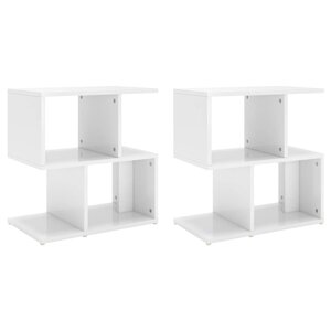 vidaXL Tables de chevet 2 Pièces blanc brillant bois d'ingénierie