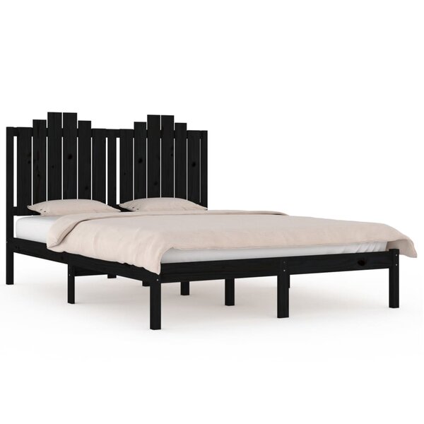 vidaXL Cadre de lit sans matelas noir bois massif 140x190 cm
