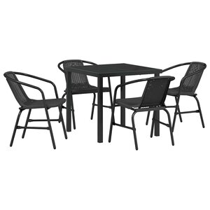 vidaXL Ensemble de salle à manger pour jardin 5 Pièces Noir