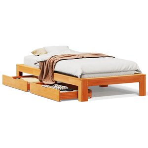 vidaXL Cadre de lit sans matelas cire marron 75x190 cm bois pin massif