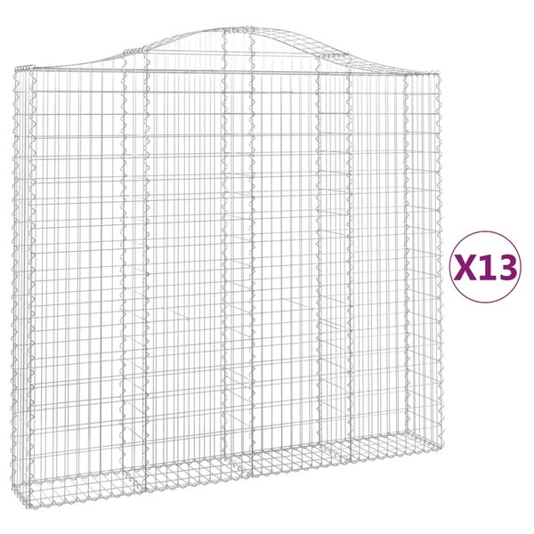 vidaXL Paniers à gabions arqués 13 Pièces 200x30x180/200 cm Fer galvanisé