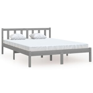 vidaXL Cadre de lit sans matelas gris bois de pin massif