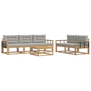 vidaXL Ensemble de canapés d'extérieur 6 Pièces Blanc et gris clair