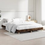 vidaXL Cadre de lit chêne fumé 135x190 cm bois d'ingénierie
