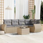 vidaXL Salon de jardin avec coussins 6 Pièces beige résine tressée