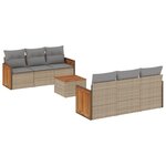 vidaXL Salon de jardin avec coussins 7 Pièces beige résine tressée