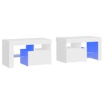 vidaXL Tables de chevet 2 Pièces et lumières LED Blanc 70x36 5x40 cm