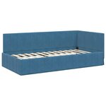 vidaXL Cadre de lit d'angle avec matelas Bleu 90 x 190 cm Velours
