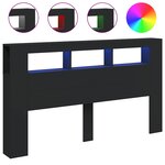 vidaXL Tête de lit à LED noir 180x18 5x103 5 cm bois d'ingénierie