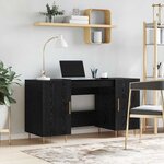 vidaXL Bureau avec porte Chêne noir 140 x 50 x 75 cm Bois d'ingénierie