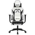 vidaXL Chaise de jeu de massage avec repose-pied Blanc noir Similicuir