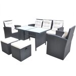 vidaXL Ensemble à manger d'extérieur 6Pièces coussins résine tressée noir