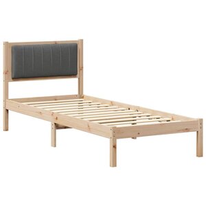 vidaXL Cadre de lit avec tête de lit rembourrée Gris foncé 75 x 190 cm