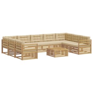 vidaXL Ensemble de canapés d'extérieur 10 pc Blanc et Beige Polyester