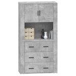 vidaXL Buffet haut Gris béton Bois d'ingénierie