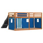 vidaXL Lit superposé sans matelas avec toboggan et rideaux 90x200 cm