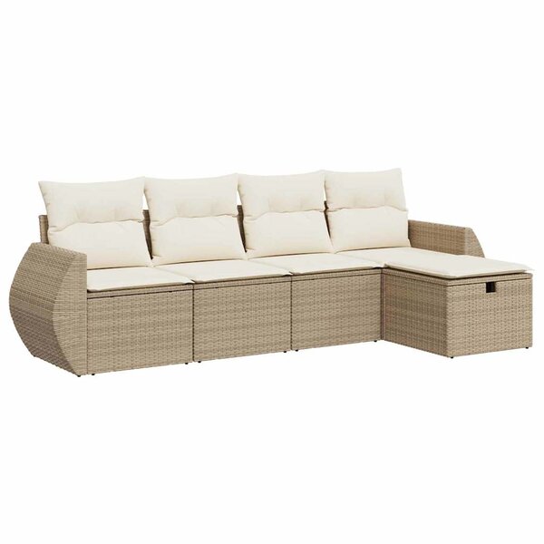 vidaXL Salon de jardin avec coussins 5 Pièces beige résine tressée