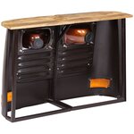 vidaXL Buffet en forme de camion Bois de manguier massif Gris foncé