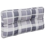 vidaXL Coussin de palette motif à carreaux gris 70x40x12 cm tissu