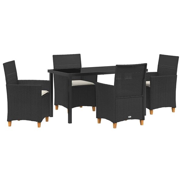 vidaXL Ensemble de salle à manger pour jardin 5 Pièces Noir polyrotin