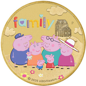 Monnaie FAMILY Peppa Pig Cupronickel 1$ Tuvalu 2026