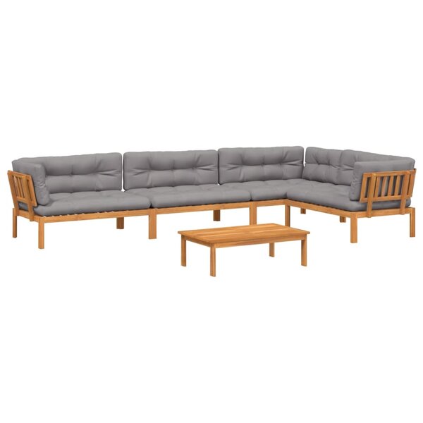 vidaXL Salon palette de jardin avec coussins 5Pièces bois d'acacia massif