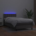 vidaXL Sommier à lattes de lit avec matelas et LED Gris 90x190 cm