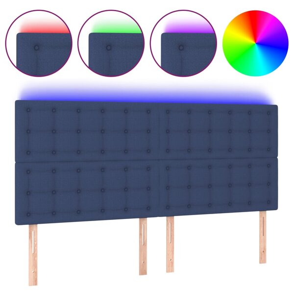 vidaXL Tête de lit à LED Bleu 160x5x118/128 cm Tissu