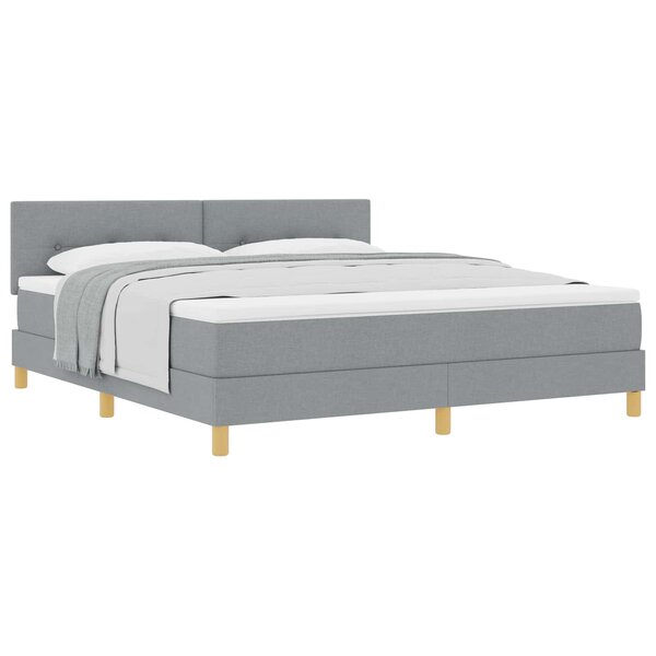 vidaXL Lit à ressorts avec coussin Gris clair 180 x 200 cm tissu