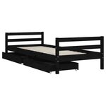 vidaXL Cadre de lit enfant tiroirs noir 80x200 cm bois de pin massif