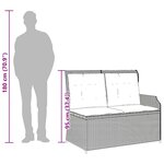 vidaXL Banc de jardin avec coussin Gris Poly rotin