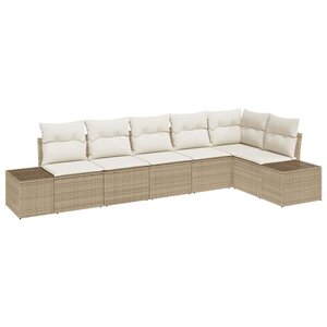 vidaXL Ensemble de canapé de jardin avec coussin 6 Pièces Beige et crème