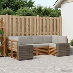 vidaXL Ensemble de canapés d'extérieur 6 pc Naturel et gris clair