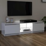 vidaXL Meuble TV avec lumières LED blanc brillant 140x40x36 cm