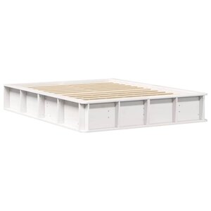 vidaXL Cadre de lit avec stockage Blanc 210 x 118 x 30 cm Pin massif