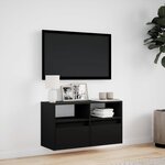 vidaXL Meuble TV mural avec lumières LED noir 80x31x45 cm