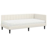 vidaXL Cadre de lit d'angle avec matelas Crème 90 x 200 cm Velours