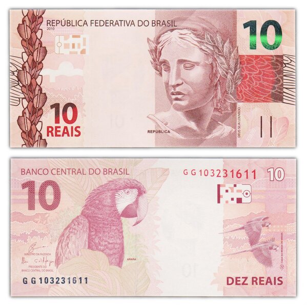 Billet de collection 10 reais 2010 brésil - neuf - p254d